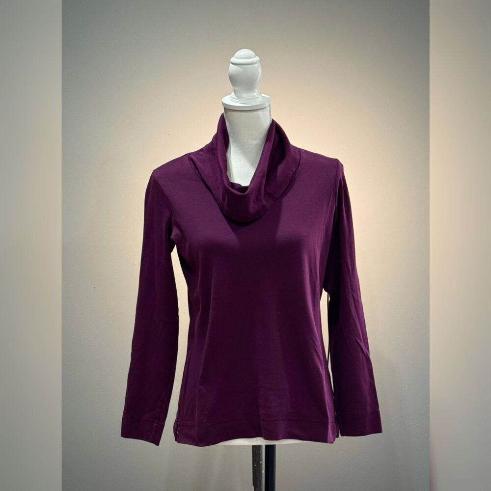 Plum L.L. Bean L/S Funnel/Cowl Neck Top Size XS EUC